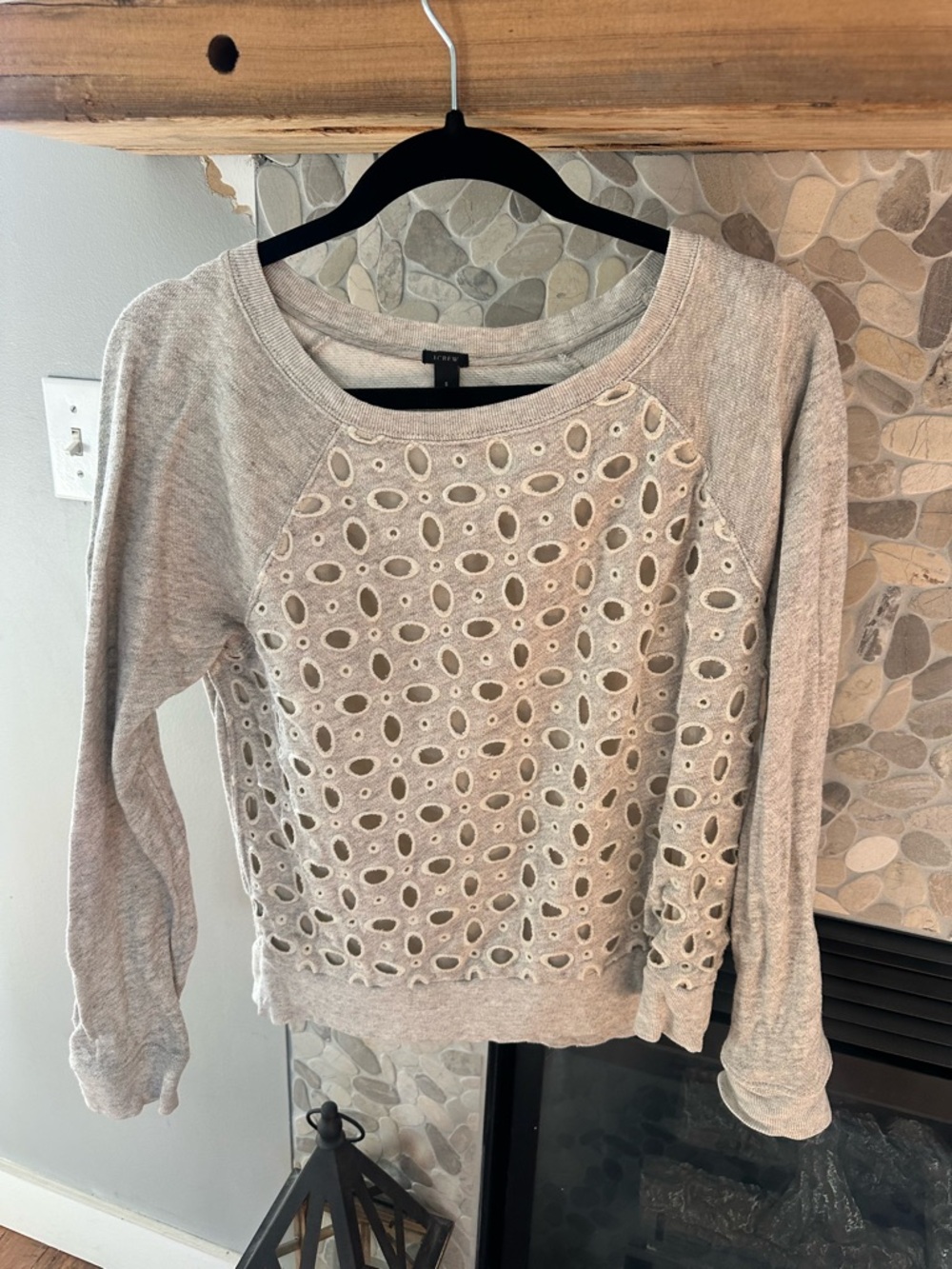 J. Crew Light Gray Eyelet Pullover